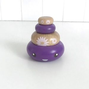 Wooden stacking rings kawaii design figurine decor